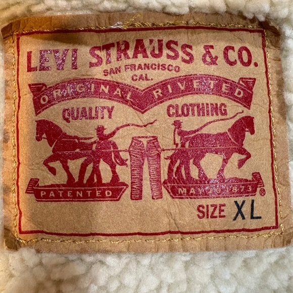 Ivory Denim Levi's Jean Jacket Sherpa Fleece Lining Women's XL - Picture 12 of 12